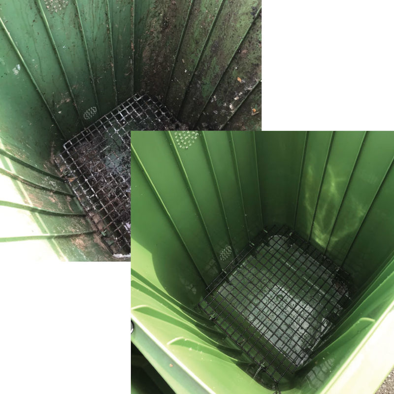 green bin before and after with dirty bin and clean bin